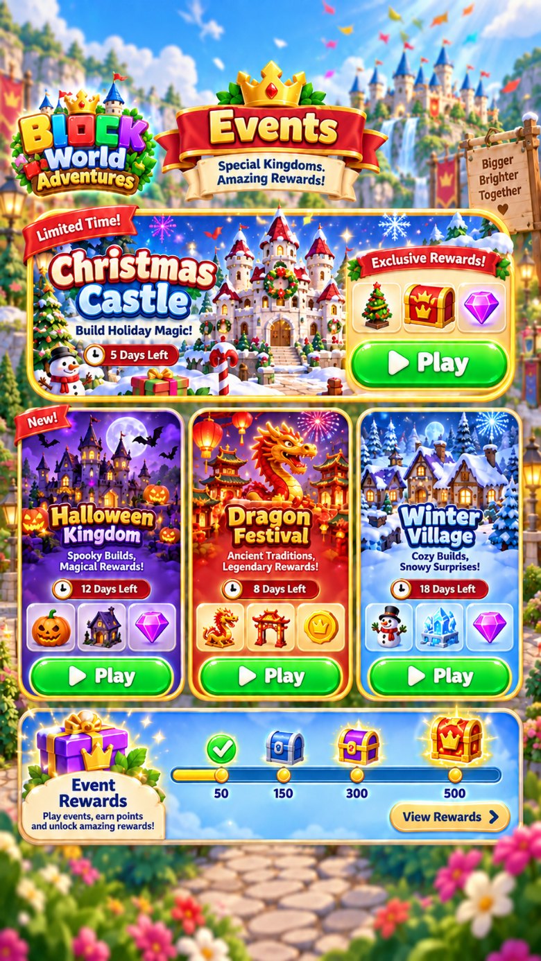 Events. Special kingdoms, amazing rewards.